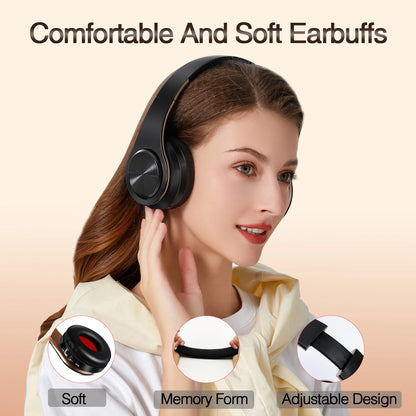 Auriculares sem fios Bluetooth dourados, com microfone incorporado e compatibilidade universal com Android e iOS.
