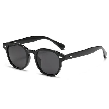 Óculos de Sol Redondos Retro com Detalhes Metálicos