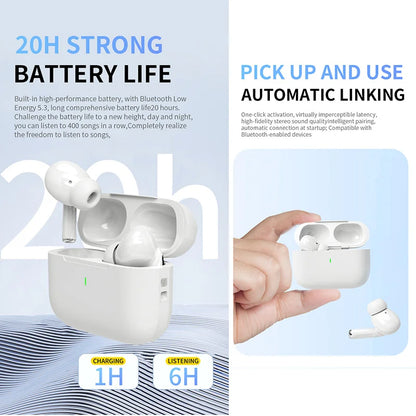 Auriculares Bluetooth sem fios Air Pro 2025 TWS, auriculares HiFi com redução de ruído, à prova de água, para iPhone e Android.