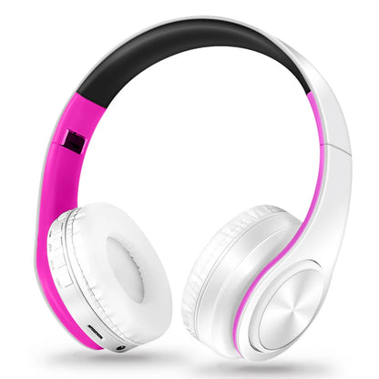 Auriculares sem fios Bluetooth dourados, com microfone incorporado e compatibilidade universal com Android e iOS.